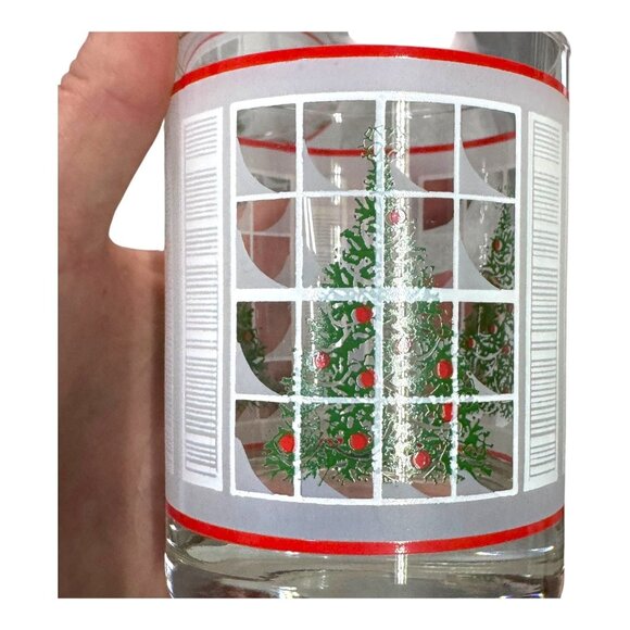 Vtg Waechtersbach Frosted Christmas Tree In Window Old Fashion Tumblers Set 4 - Picture 4 of 7